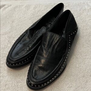 Vince Camuto Black Leather Studded Loafers